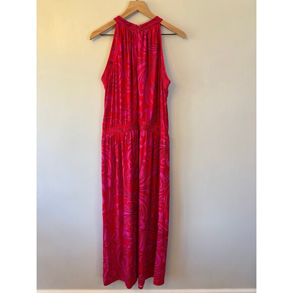 MICHAEL KORS Cynthia Paisley Halter Maxi Dress Radiant Pink Size 1X - Picture 7 of 8